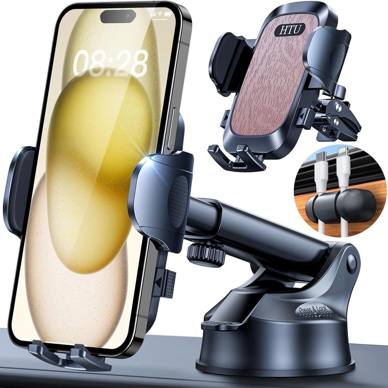 HTU 【98+LBS Strongest Suction & Military-Grade】 Ultimate Car Phone Mount【Patent & Safety Certs】 Cell Phone Holder Truck Stand for Dashboard Windshield Vent for iPhone 17 Pro Max 16 15 Samsung (Pink) - Image 1